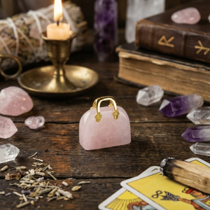 Kamienna torebka z różowego kwarcu