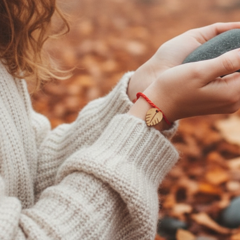 Czerwona nitka z liściem – amulet odrodzenia, szczęścia i ochrony energetycznej