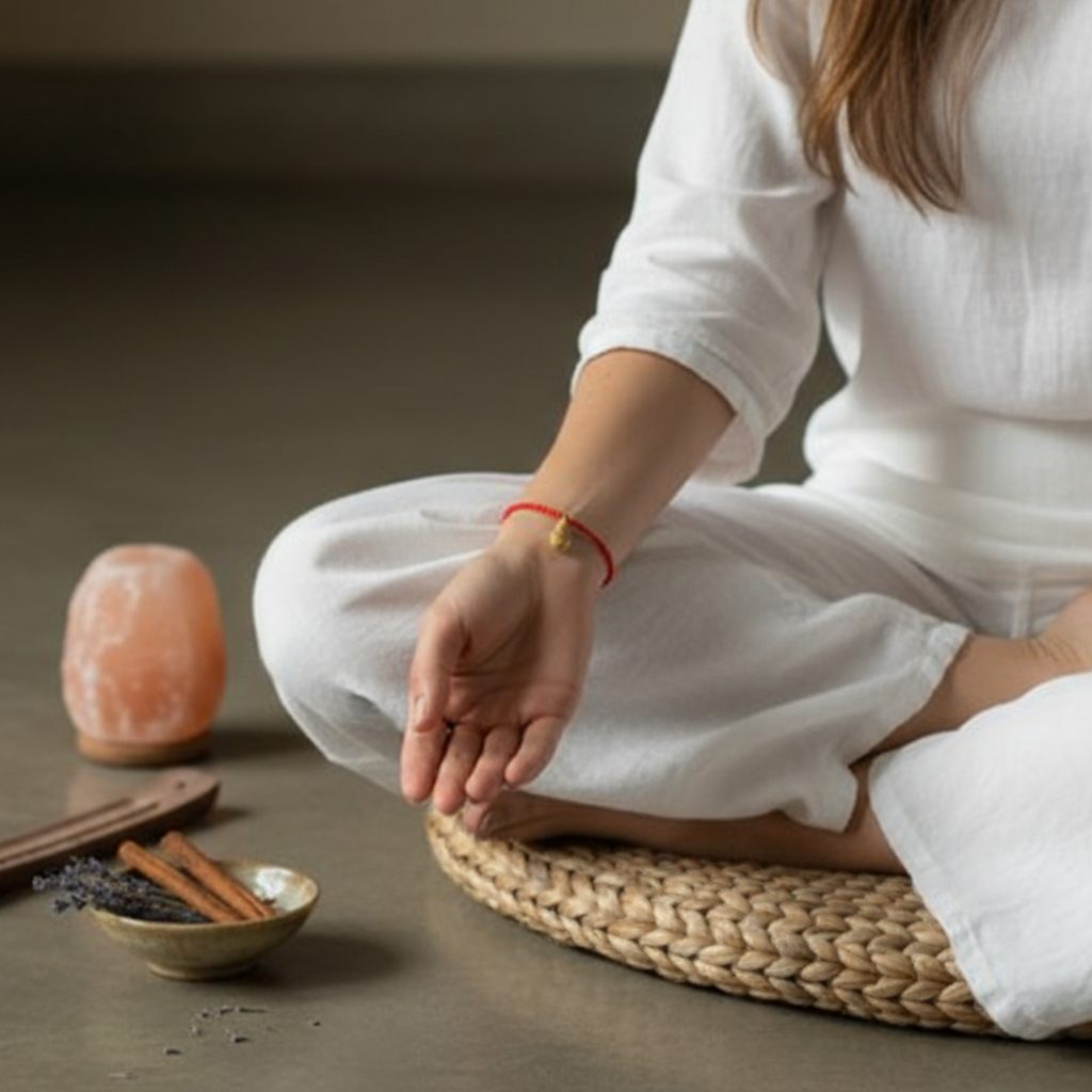 Czerwona nitka z liściem – amulet odrodzenia, ochrony i szczęścia