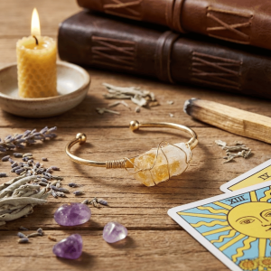 Elegancka bransoletka z surowym kamieniem - cytryn