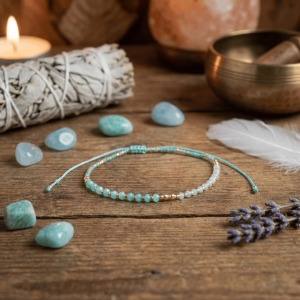 Subtelna bransoletka z akwamarynu i amazonitu