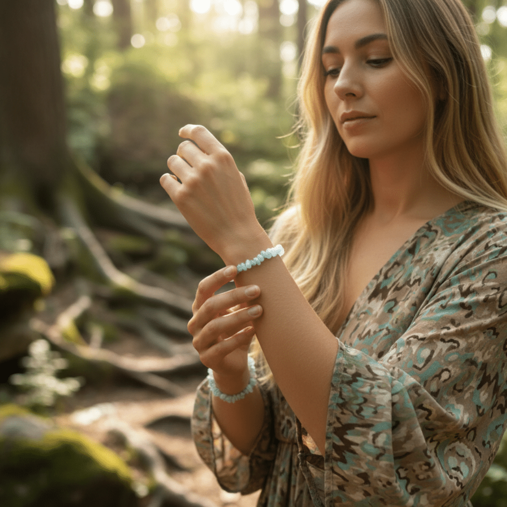 Bransoletka z akwamarynu i różowego kwarcu górskiego – kamienie spokoju, miłości i harmonii