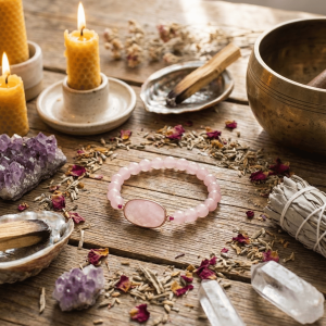 Bransoletka z różowego kwarcu w stylu glamour