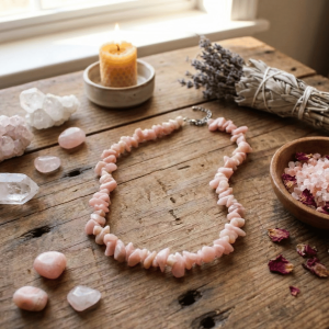 Naszyjnik z różowego opalu